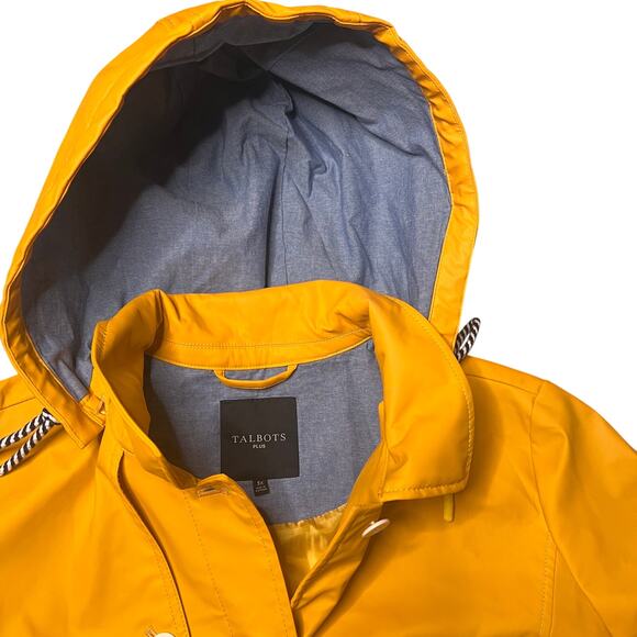 Talbots Yellow Long Hooded Trench Coat 3X - Picture 8 of 9